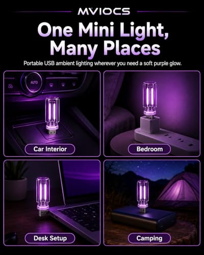 6 Pack USB Car Night Light (Purple)