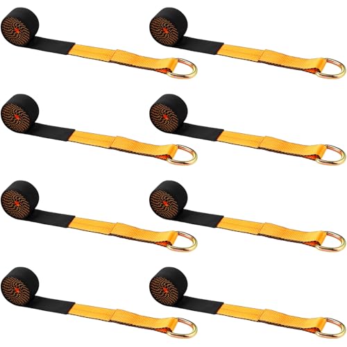 8 Pack Lasso Tow Truck Straps with D Ring 11 (2" X 8 ft / Orange)