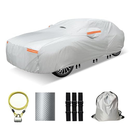 30 Layers Car Cover for Automobiles All Weather Waterproof (Silver / Fit Sedans 171"-180")
