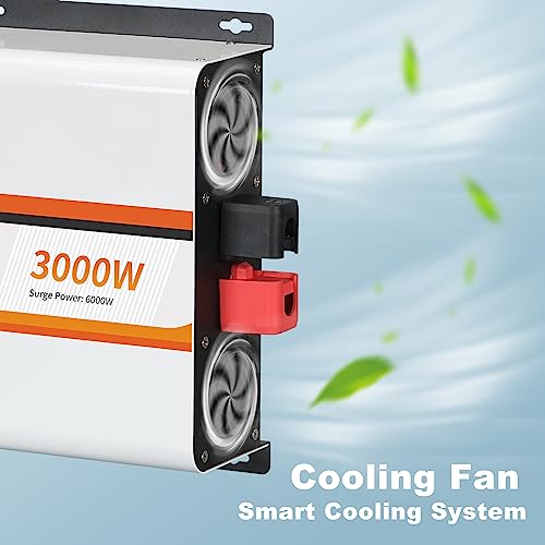 3000W Pure Sine Wave Power Inverter DC 12V to AC 120V (3000W-Wired / 12V)