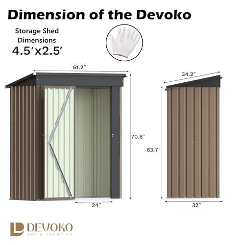 5x3 FT Outdoor Storage Shed (Brown / 5x3 FT)
