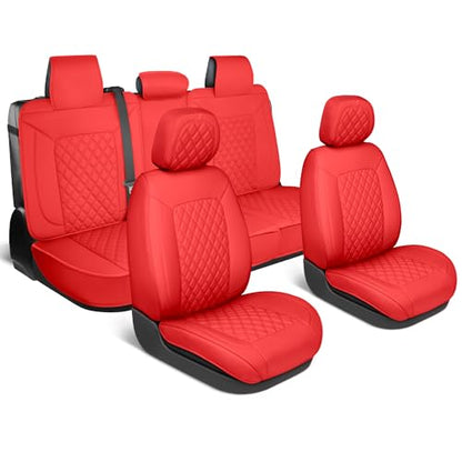 Curated Cabernet Napa Leather Seat Covers for Cars & SUVs (Red (Cabernet) – Set / Full Set)