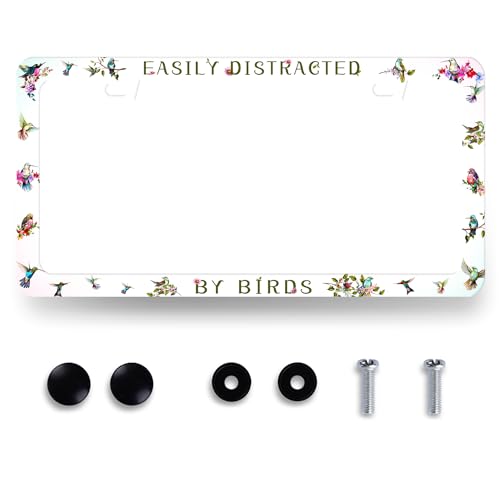 Easily Distracted By Birds License Plate Frame Funny License Plate Holder (Funny Easily Distracted By Birds)