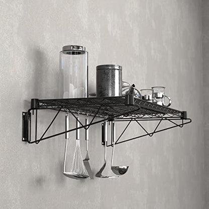 18" x 36" Black Epoxy Wire Wall Mount Shelf (Black / 18" x 36")