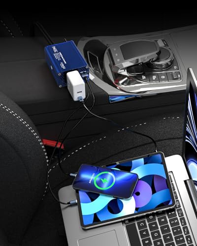 150W Car Power Inverter 12V DC to 110V AC Converter Vehicle Adapter Plug Outlet with 3.1A Dual USB Car Charger for Laptop Computer (Classic Blue)
