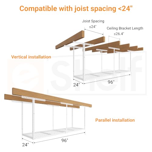 2x8ft Overhead Ceiling Garage Storage Rack (White / 2x8ft)