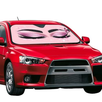 Hello Eyelashes Car Sun Shade Windshield Sunshade Foldable Front Window Shield Cover for Truck SUV (Blue8 / Small)