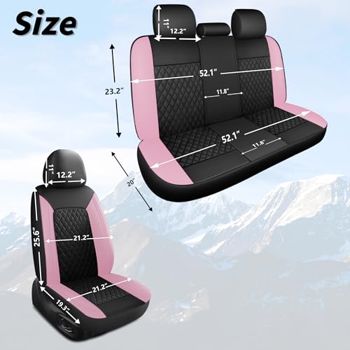 Faux Leather Front Car Seat Covers (N1 Black Pink / Front Seat)