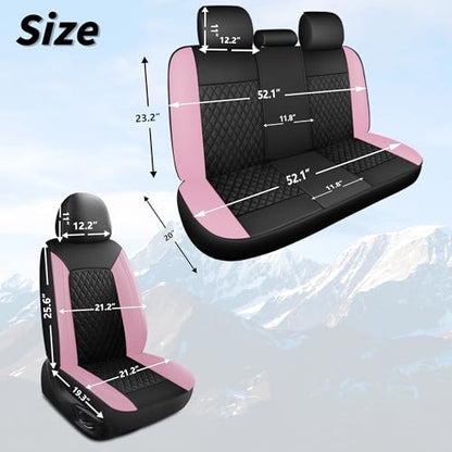 Solid Black Full Set Car Seat Covers (N1 Black Pink / Full Set)