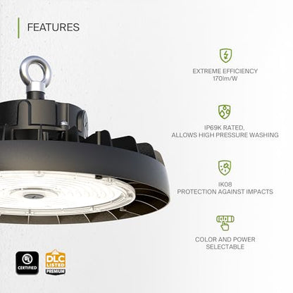 240W LED High Bay UFO Lighting (Black)