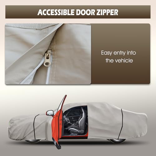 Waterproof Car Cover Fit for Dodge Challenger 2008 (Khaki / Custom Fit for Dodge Challenger)