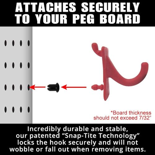 PegPro® J Hooks Kit for Standard “Wood Fiber” pegboard (J Hook - 24 Count / Red)