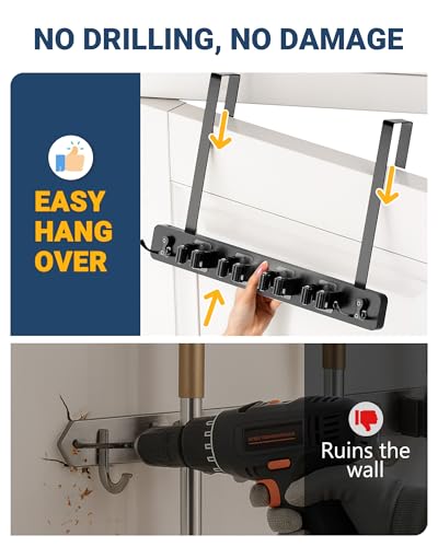 Broom Holder Door Mount (Black)
