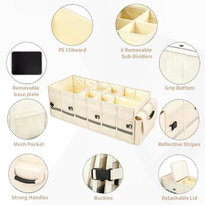 Car Trunk Organizer and Storage for Car (Beige / Large)