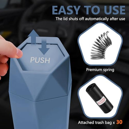 Car Trash Can with Lid (Dark Blue-2Pcs)