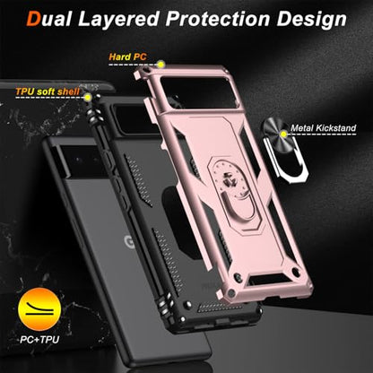 for Google Pixel 6A Case with Screen Protector (Rose Gold / Google Pixel 6A)