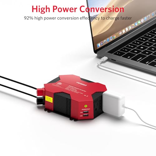 500 Watt Car Power Inverter DC 12V to AC 110V Car Plug Inverter Adapter Power Converter with 4 USB Charging Ports and 2 AC Outlets Car Charger