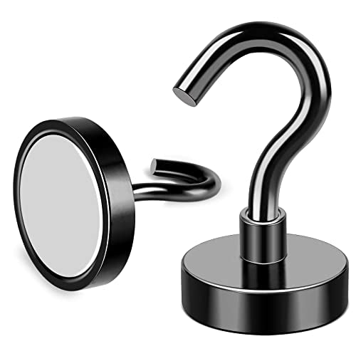 Magnetic Hooks 30Lbs+ Black Heavy Duty Earth Magnets with Hook (Black / 4Pack-30LB)