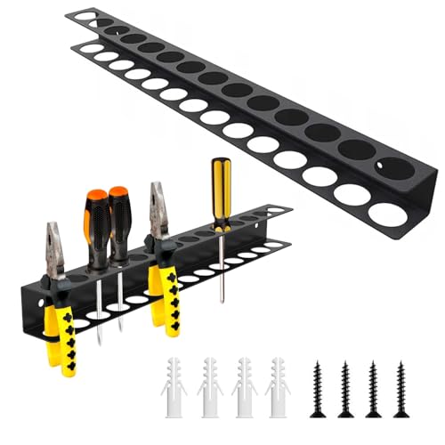 2 Pack Screwdriver Plier Organizer Wall Mount Steel Wall Mount Tool Storage Rack Screwdriver Organizer Hand Tool Hammer Pliers Storage Rack For Garage Workshop Homes Workshops Sheds