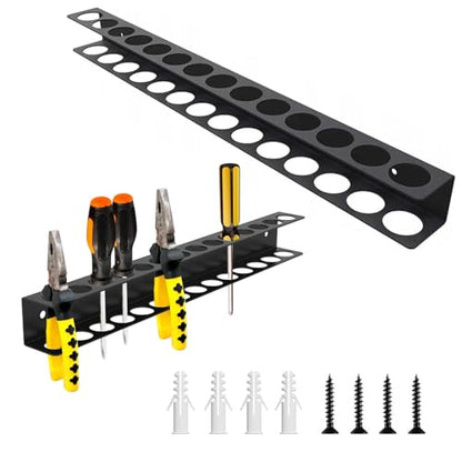 2 Pack Screwdriver Plier Organizer Wall Mount Steel Wall Mount Tool Storage Rack Screwdriver Organizer Hand Tool Hammer Pliers Storage Rack For Garage Workshop Homes Workshops Sheds