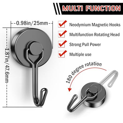 Strong Magnetic Hooks (Black / 0.98in)