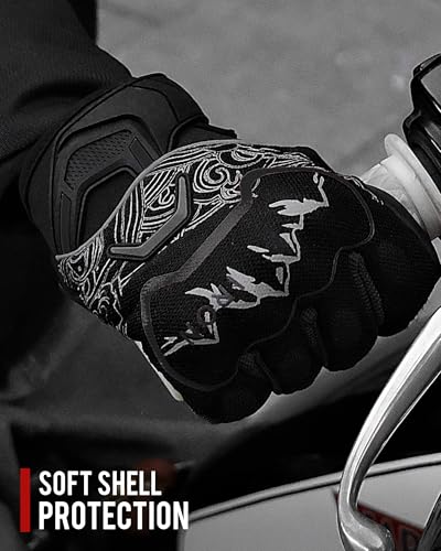 Motorcycle Gloves Motorbike Glove for Men Women Full Finger Knuckle Protection Touch Screen Cycling ATV Hiking Riding (XX-Large / mountain-Black)