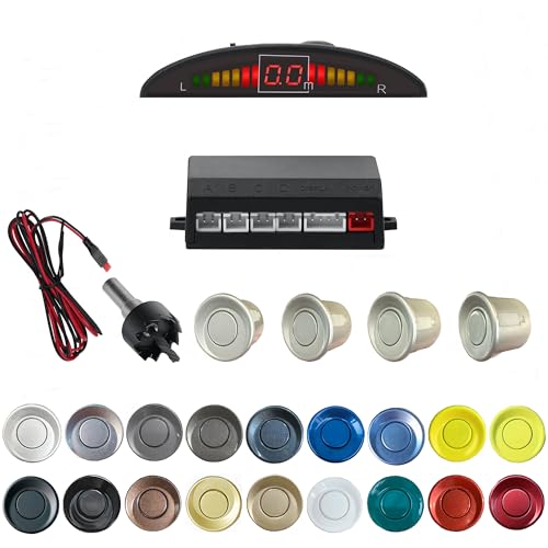 Parking Sensor Kit Backup Sensor Kit Reverse Sensor for Car 20 Color Options for Probes Adjustable Alarm Volume Professional Sensore de Reversa para Carro Safe Driving Assistant（Silver） (Silver)