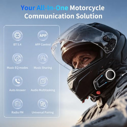FX7 10 Rider Mesh Motorcycle Bluetooth Intercom with Music Share (FX7 Dual Pack)
