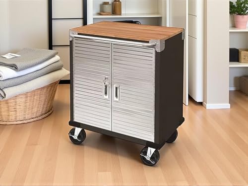 Heavy Duty Rolling Storage Cabinet with Wheels and Drawers (2 Door (28" W x 18” D x 34.5" H) / Graphite)