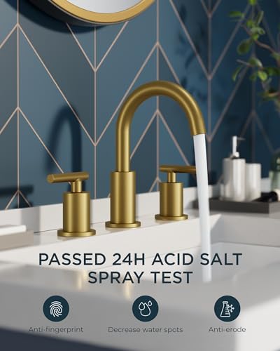 8 Inch Brushed Gold Bathroom Faucet 3 Hole (Brushed Gold)