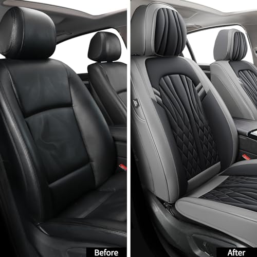 Leather Car Seat Covers (Grey&Black/Front Pair)