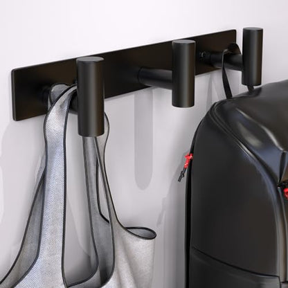 Wall Mounted Coat Rack ("T" Shape 3 Hooks - 1 Pack / Black)