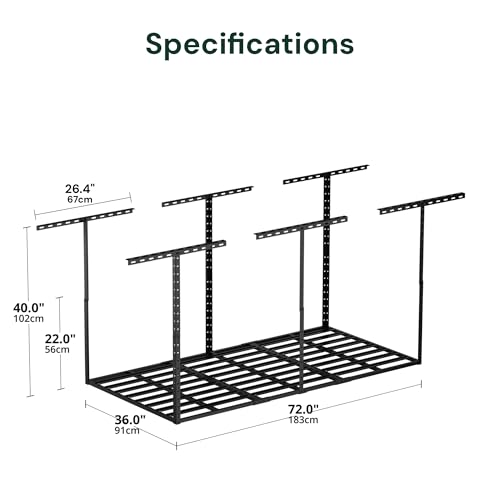 3x6 Garage Storage Overhead Rack Organization (Hammertone Black / 3*6 FT - 2 Pcs)