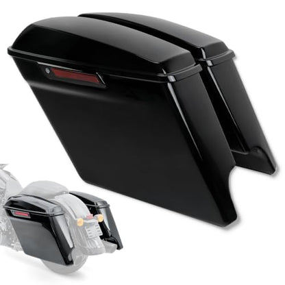Motorcycle 5" Stretched Saddlebags Fit For Harley Touring 2014 (5" Stretched-Vivid Black W/ Black Latches)