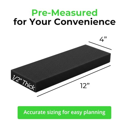 4 Pack 12" x 4" x 1 (12" x 4" x 1/2" / Black)