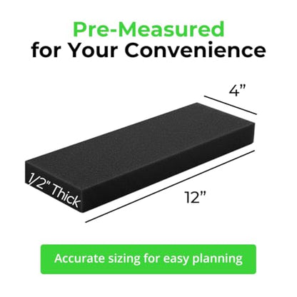 4 Pack 12" x 4" x 1 (12" x 4" x 1/2" / Black)