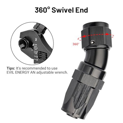 8AN 30 Degree One Piece Full Flow Hose End Fitting Swivel for CPE Braided Hose (8AN / 30 Degree)