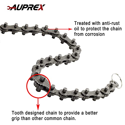 12 Inch Sturdy Carbon Steel Adjustable Heavy Duty Ratcheting Chain Oil Filter Wrench Reversible Chain Style Pipe Fitter With Multi (Green / 12 Inch)