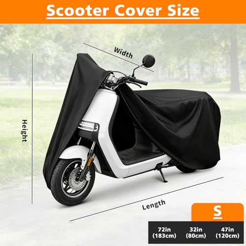 Moped Cover Scooter Cover Waterproof Outdoor Vespa Cover (S-72 inch / Black)