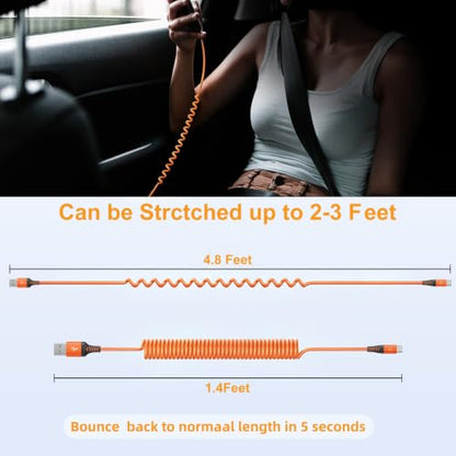 USB to USB C Cable Fast Charging 60W 2Pack 3FT Coiled USB A to USB C Cable (3FT / Orange)