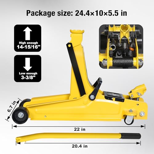 2.5 Ton Trolley Jack Hydraulic Low Profile Floor Jack for Cars Lift with Single Piston Lift Pump (Steel / 2.5T low profile single pump)