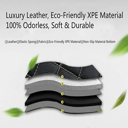 Custom All Weather Protection Leather Car Floor Mats for Cars Sedan SUV Sports Car Waterproof Floor Mat (Light Brown)