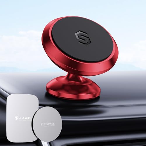 Magnetic Car Phone Holder for Dashboard (Red)