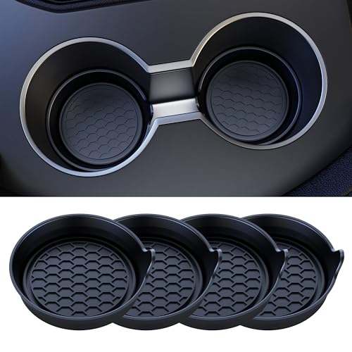4 Pack Car Cup Coaster Silicone Spill (Black Solid / 4 Pack)