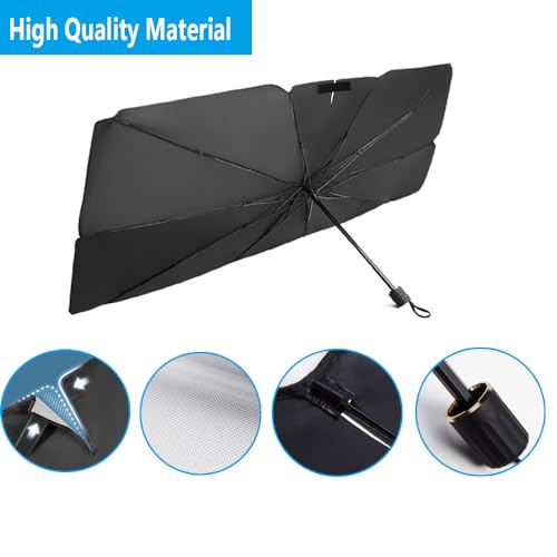 Windshield Sun Shade 2025 Car Accessories 100% Blackout Car Front Windsow Shades Umbrella Automotive Sun Visor Block Heat Insulation Protection (Red)