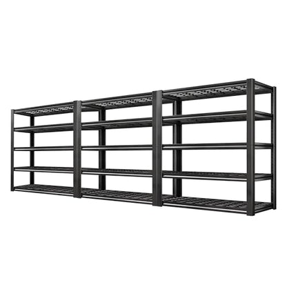 3 Pack Garage Shelving 3200LBS Heavy Duty Storage Shelves for Office (Black)
