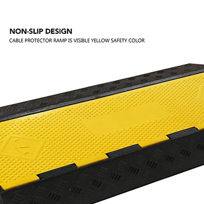 Rubber Cable Ramp 3 Channel Drive Over Hose Cable Protector Outdoor 22000Lbs Load Capacity Wires Power Lines Extension Cord Cover Traffic Speed Bump 1 Pack (22000Lbs-3Channel 1Pack)