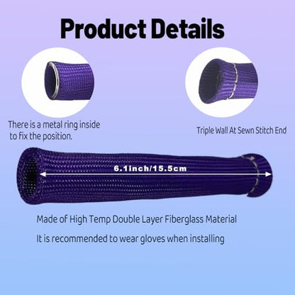 Spark Plug Wire Boots Protection 8 PCS Spark Plug Wire Heat Shield 6 Inches 2500° Heat Sleeve Cover Wrap for LS1 (Purple)
