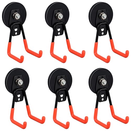 Heavy Duty Magnetic Garage Hooks (2.59INCH 6PACK Orange Medium Hooks)