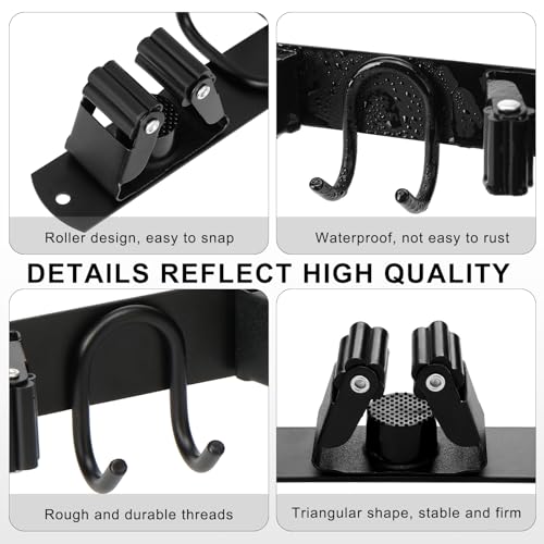 Broom Holder Wall Mount (Black-1 Pack)